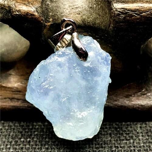 Genuine Natural Ocean Blue Aquamarine Pendant Jewelry For Woman Men Silver Stone Silver 19x15x8mm Beads Clear Gemstone AAAAA