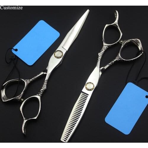 Customize logo japan steel 6 '' Bearing flower handle hair salon scissors cutting barber Thinning shears hairdressing scissors