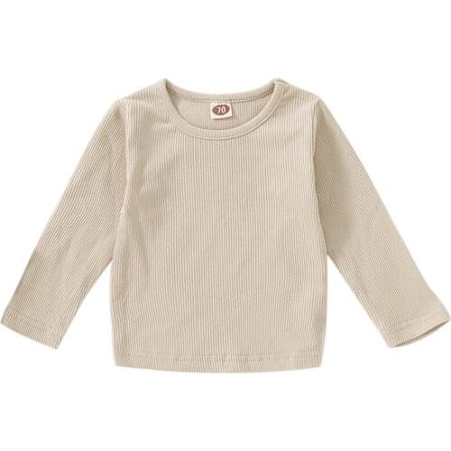 1Pc Baby Boy Girl Spring And Autumn Cotton Solid Color Tees Long Sleeve Tops Causal Soft Blouse Clothes