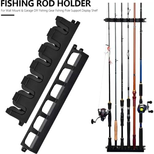 ABS Fishing Vertical 6-Rod Rack Fishing Pole Holder Rod Holders Wall Mount Modular for Garage