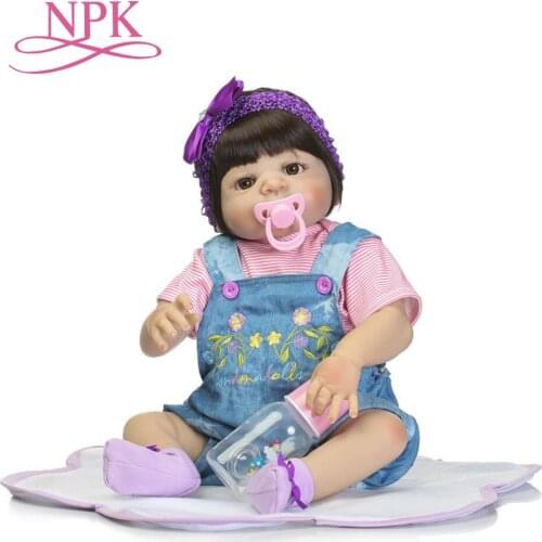 NPK 57cm full silicone lifelike newborn baby girl best Childrens Day gift Christmas gift silicone reborn baby dolls