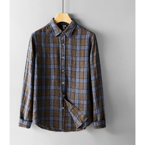 2019 Autumn retro long sleeve casual linen shirt men brand fashion shirts male flax shirt for men comfortable shirts mens camisa