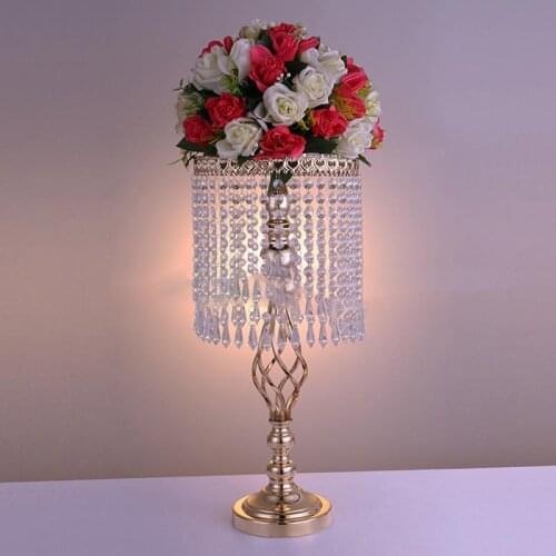 Crystal Wedding Decoration Centerpieces Wedding Flower Ball Holder Table Centerpiece Vase Stand Crystal Candlestick gold color