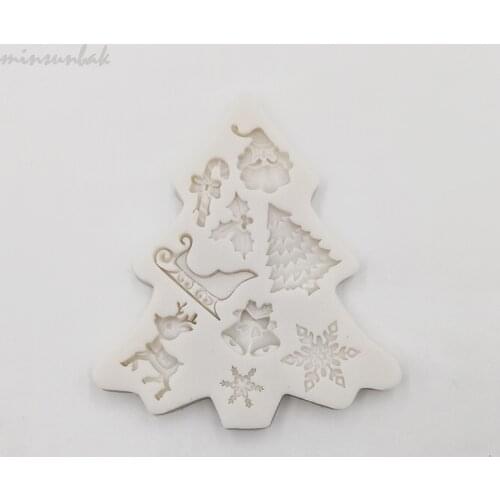 Minsunbak Christmas Tree Silicone Mold Christmas Themed Cake Decorated Fondant Tool Chocolate Candy Gumpaste Mould