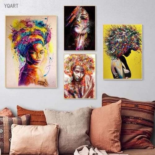Modern Art Abstract African Girl Posters and Prints Graffiti Art Woman Portrait Canvas Paintings Street Wall Pictures Home Decor