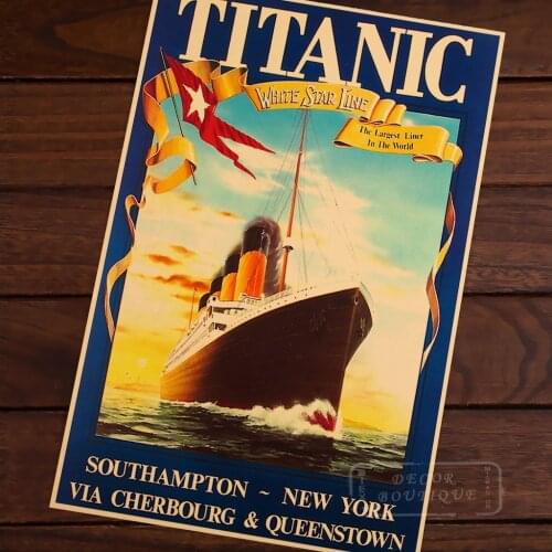 Titanic in Ocean World Travel Room Frame Vintage Kraft Decorative Poster DIY Wall Canvas Sticker Delicate Home Bar Decor Gift