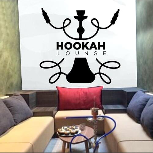 Hookah Lounge Wall Stickers Quote Art Wall Decals Wall Vinyl Decors Window Decor Hookah Shop Pure Color Pattern Removable B314