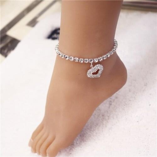 Vintage Silver Color Heart Pendant Anklet Set for Women Charming Water Drop Pendant Foot Chains Ankle Bracelet Tobillera