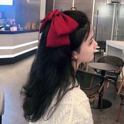 Large Bow Hairpin Silk Noodles Elegant Retro Fashion Ribbon Lovely Sweet Maiden Temperament Hair Accessories