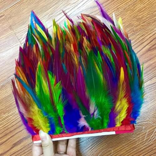 1Meters Colored Chickens Feathers Plume Trims Fringe Sewing Dress Natural Wedding Pheasant Feathers Needlework Party Decoration