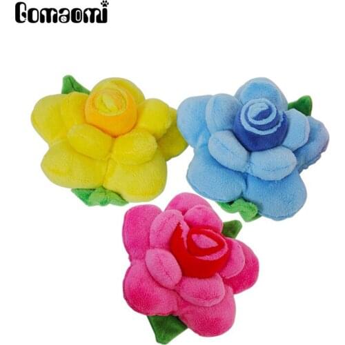 1Piece Gomaomi 5*15cm Plush Rose Shape Squeaking Pet Dog Toy for Small Dogs