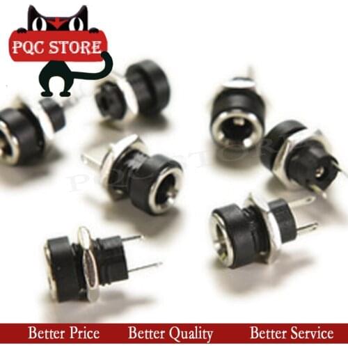 10Pcs 3A 12v For DC Power Supply Jack Socket Female Panel Mount Connector 5.5mm 2.1mm Plug Adapter 2 Terminal Types 5.5*2.1