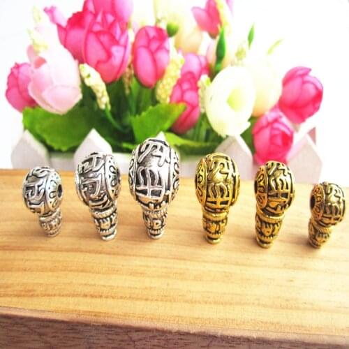 2Set--4Pcs--Tibetan silver color Om mani padme hum Buddhism Guru Beads Finding-DIY