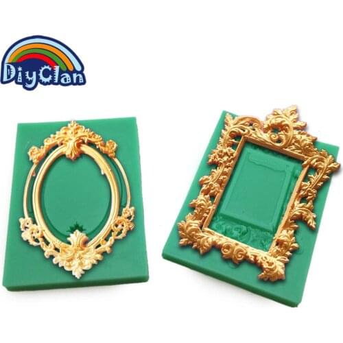 2 style Handmade 3D Retro mirror DIY silicone fondant cake molds chocolate resin Lady frame cupcake form food grade for baking