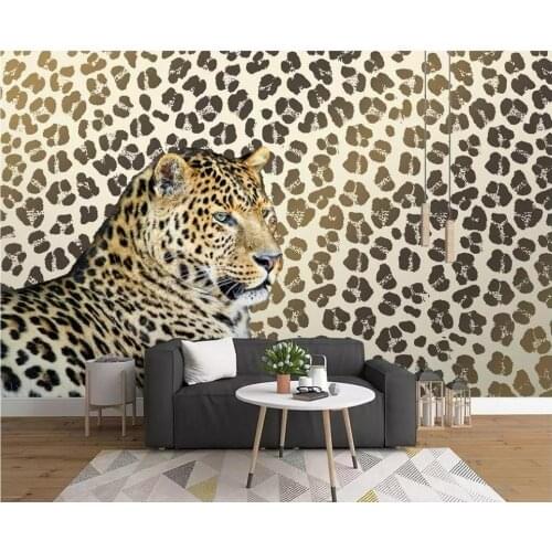 Custom photo 3d room wallpaper Leopard print leopard living room TV background wall decor 3d wall murals wallpaper for walls 3 d
