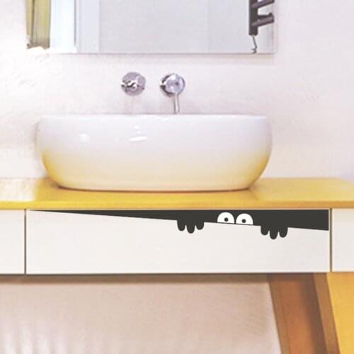 4.2*42cm Peeping Toilet Monster Decal PVC Peeping Eyes Toilet Seat Wall Sticker Removable Bathroom Decor Funny Creative Toilet