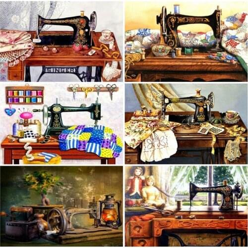 5D Diamond Painting Sewing Machine Full Square/Round Drill Sewing Machine Cross Stitch Diamond Embroidery Handmade Gift Wall Art