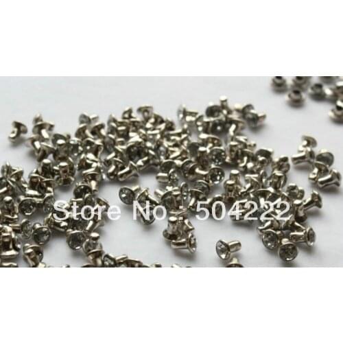 800 sets of Rhinestone Crystal with brass base rivets Buttons 6mm silver tone brass lead and nickle free