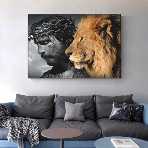 Abstract Canvas Painting Pictures Jesus Lion of Judah Abstract Canvas Art Spray Canvas Artwork Home Decoration