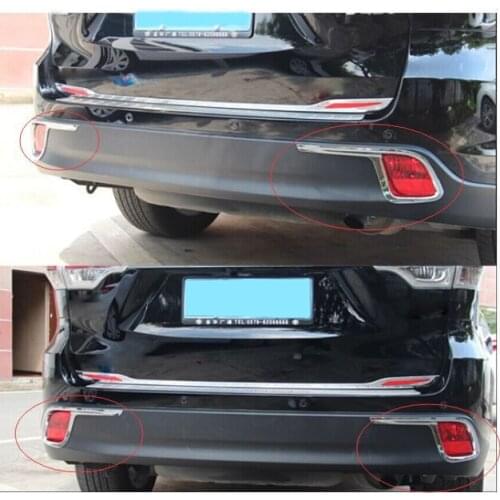 ACCESSORIES FIT FOR TOYOTA HIGHLANDER 2014.2015 KLUGER CHROME REAR BUMPER FOG LIGHT COVER LAMP REFLECTOR TRIM MOLDING