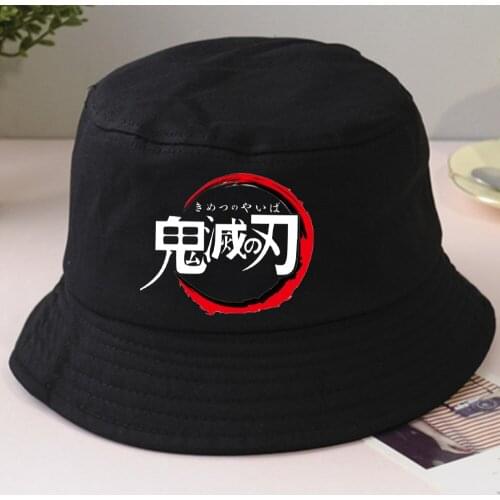 Anime Demon Slayer Logo Bucket Hat Casual Fashion Sunscreen Unisex