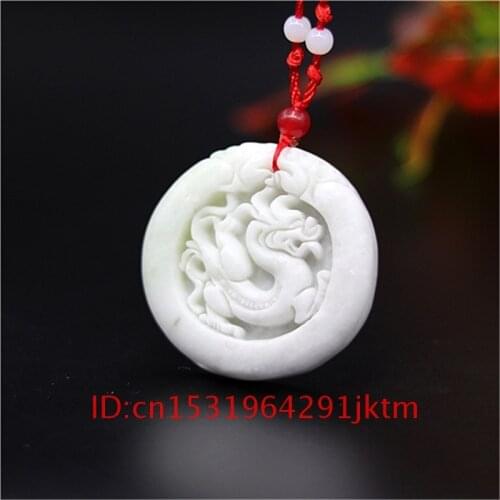 White Amulet Jewelry Fashion Gifts Jade Accessories for Chinese Dragon Necklace Pendant Natural Carved Men Charm