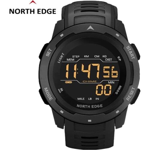 NORTH EDGE Mars Digital Watch Alarm Pedometer Countdown Men Sport Watch 50M Waterproof FSTN Screen Dual Time Watch