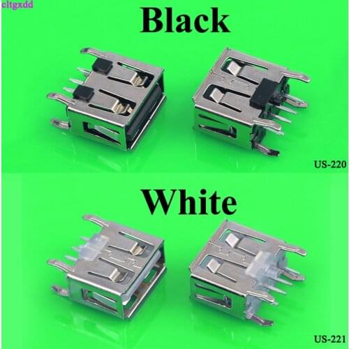Cltgxdd 2Pcs A Type Flat Angle 180 Degree Female USB PCB Connector Socket USB Jack Plug (black)