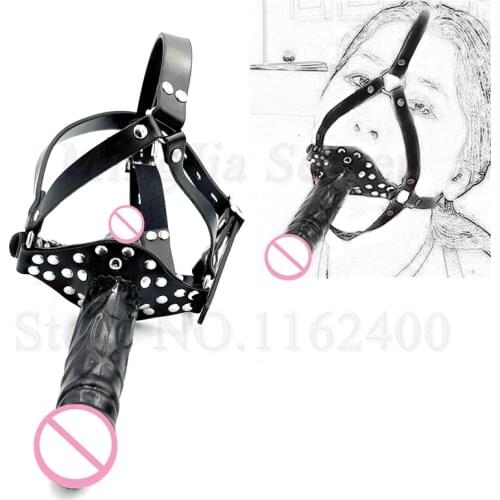 Double-Ended Dildo Gag Strap on Head Harness Mouth Plug Realistic Cock Dick Penis BDSM Adult Games Sex Toys For Women Lesbian
