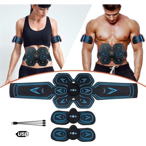 EMS Muscle Stimulator Abs Trainer Body Shaping Slimming Massager Workout Equipment USB Rechargeable Home Gym Fitness Massage