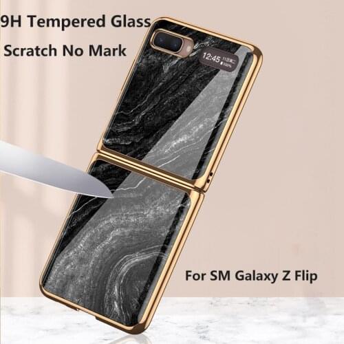 Art Fashion Plating Glass Phone Cover For Samsung Galaxy Z Flip Case Luxury Exquisite Painting Anti Scratch Protective Funda