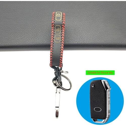 Leather Car Key Case for Kia Cerato Sportage Ceed Sorento K900 Stinger 2017 2018 2019 3 Buttons Folding Shell Fob Remote Jacket
