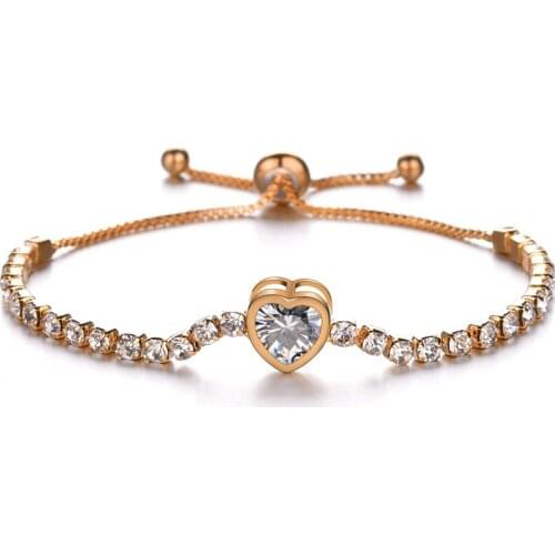 Fashion Austrian Crystal Charm Bracelets for Women Snake Chain Adjustable Love Brand Bracelet Bangles Wedding Jewelry Gifts