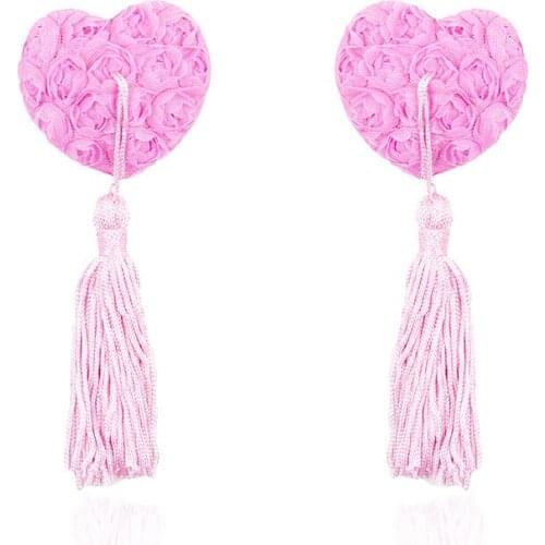 New 1Pair Adhesive Sexy Lingerie Tassel Heart Bra Nipple Cover Pasties Silicon Hotsell Popular New Retail Stickers Nipple Cover