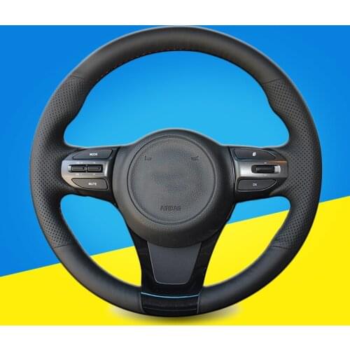 Auto Braid On The Steering Wheel Cover for Kia K5 Optima 2014 2015 Hand Sewing DIY Car Steering Wheel Cover Interior Accessories