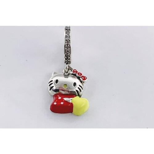 Wholesale Price Fit Snake Bracelet Necklace Jewelry Berloque 925 Sterling Silver Red Clothes Bowknot Cat Dangle Beads Charms