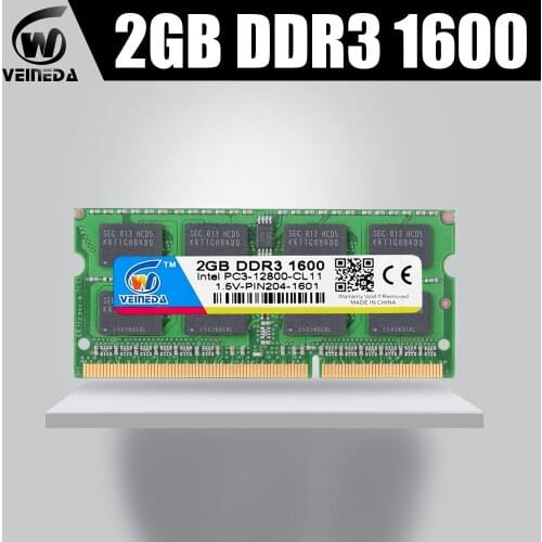 VEINEDA Memoria ddr3 2gb Memory ram ddr3 1066MHZ For dimm ddr3 ram Memory compatible all Intel AMD laptop PC3-12800 204pin