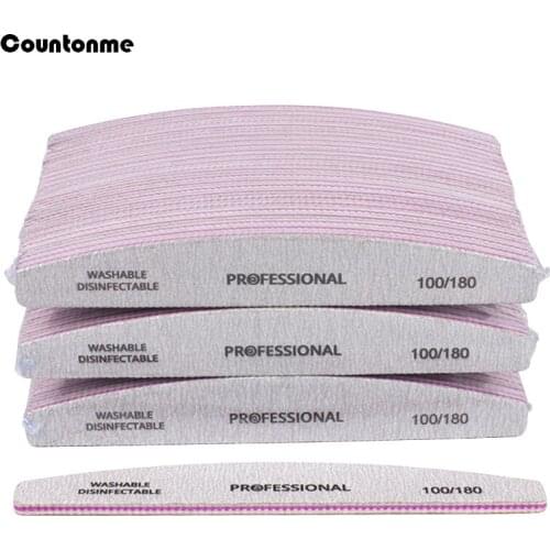 50Pcs/Lot Professional Nail Files Buffer 100/180 Double Sided Sandpaper Files Buffer Trimmer ongle Emery Board Nail Art Tools