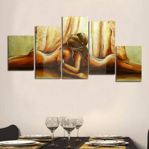 Hand painted figure oil painting on canvas abstract style wall art for home decoration lovers gift stretched on wooden