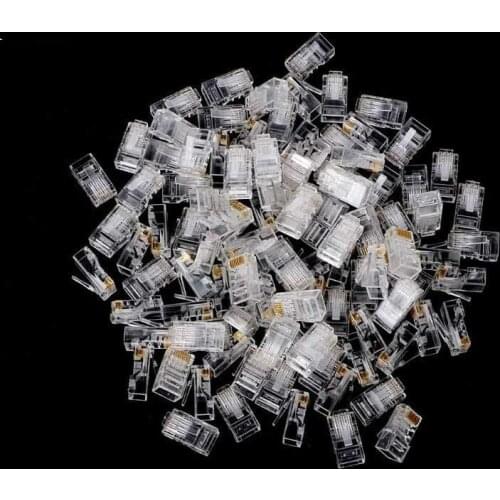 25/100Pcs Gold Plated RJ45 Net Network Cables Modular Plug Cat5 CAT5e Connector 8P8C Modular Rj45 Plug Terminals