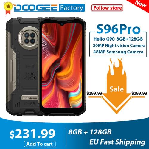 DOOGEE S96 Pro Smartphone 48MP Round Camera 20MP Infrared Night Vision 6.22'' Helio G90 Octa Core 8GB+128GB 6350mAh Rugged Phone