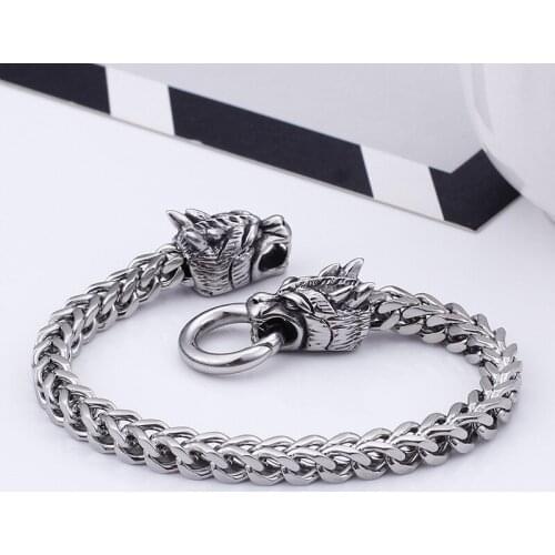 Trends in Europe and America Fashion Personality Stainless Steel Titanium Steel Casting Punk Bracelet Domineering Lead Bracelet