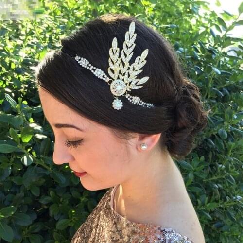 Vintage 1920s Great Gatsby Headband Flapper Girl Fancy Party Costume Hair Accessories Stone Pearl Bridal Headpiece