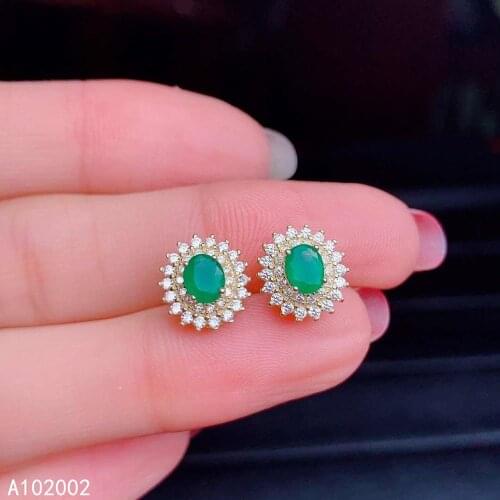 KJJEAXCMY fine jewelry natural Emerald 925 sterling silver women earrings new Ear Studs support test exquisite hot selling
