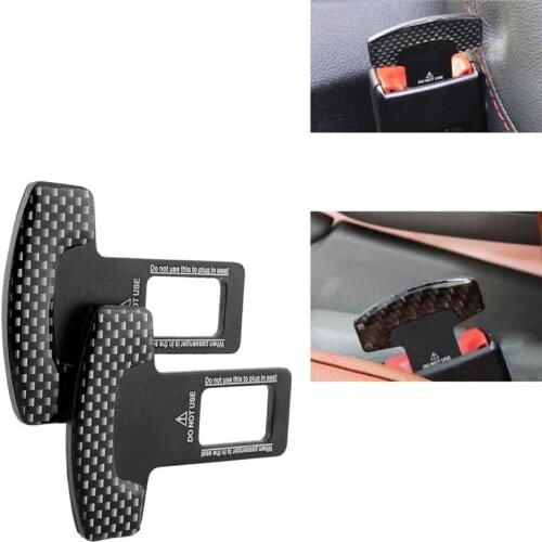 1pair Safety Belt Buckles Real Carbon Fiber Trucks Seat Belt Stopper Car Safty Alarm Canceler B7V8