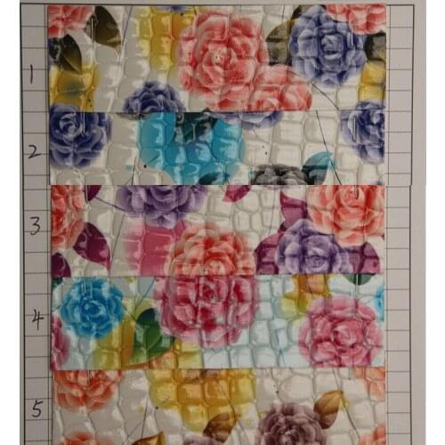10 yards most popular colorful flower printed artificial PVC leather fabric/ decoration material handbag/ 5 colors free shipping