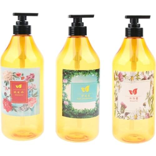 3x 1000ml Refillable Liquid Shampoo Dispenser Container Pump Bottle For Home
