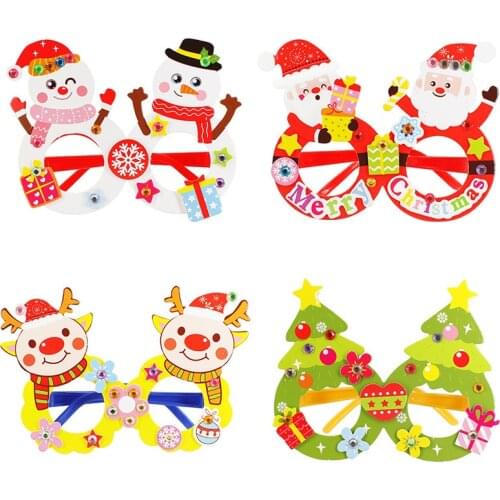 4PCS/Lot DIY cartoon christmas glasses Kids arts and crafts Kindergarten toys Xmas gifts Party favor Educational toys Wholesale