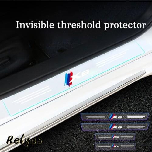 4Pcs Transparent Car Door Sill Protector Threshold Protective Film Decorative Stickers For Bmw X6 E71 F16 Accessories