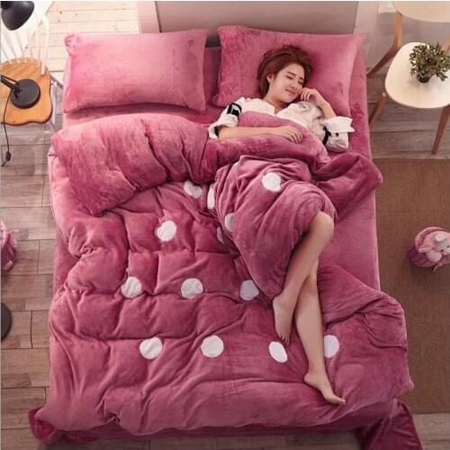 4Pcs Winter Thickening Of High-quality Flannel Bedding Set Plush Duvet Cover Bedsheet Family Hotel Wedding Bedding Sets